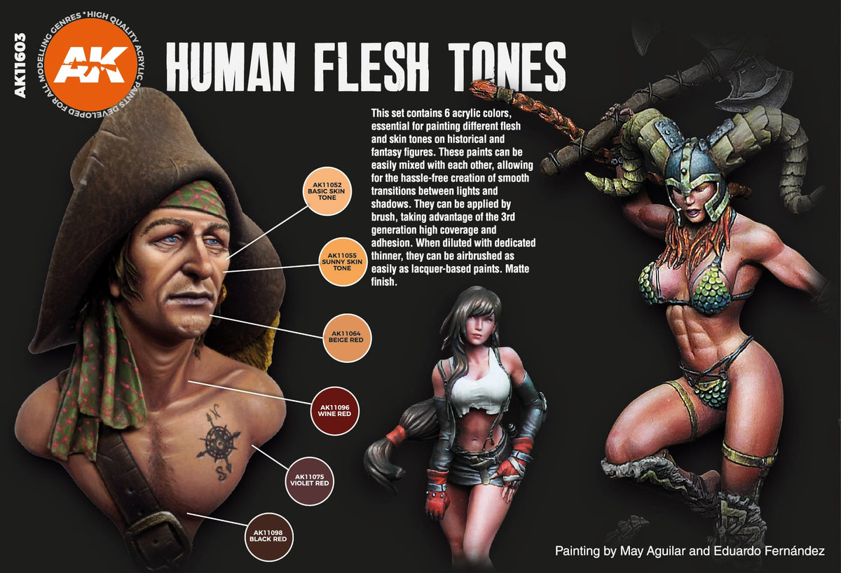 AK Interactive 3rd Gen Acrylics Human Flesh Tones Set