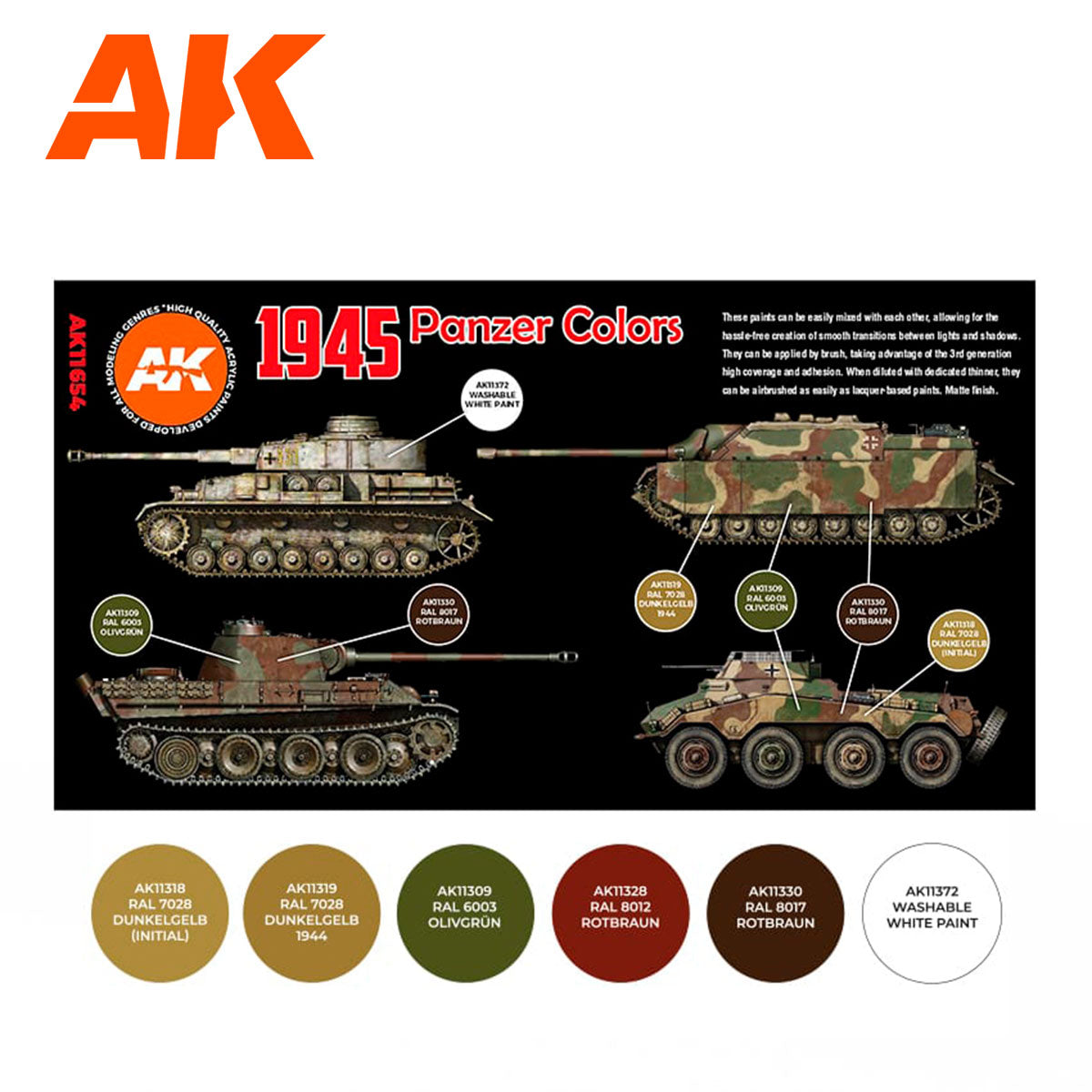 AK Interactive 3rd Gen AFV Paint Set - 1945 Panzer Colors