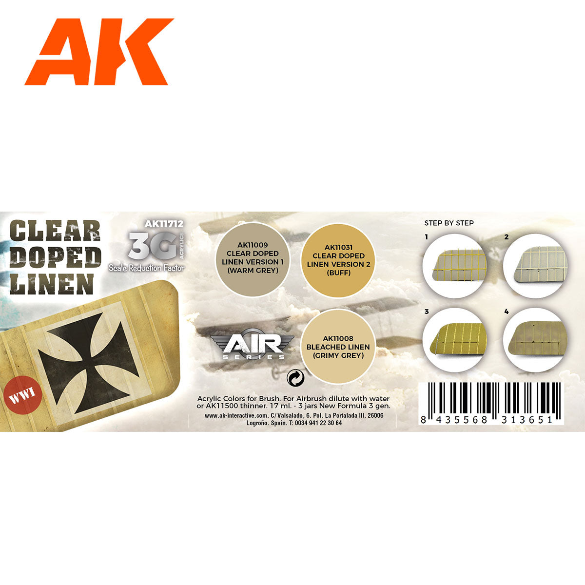 AK Interactive - Clear Doped Linen Set 3G