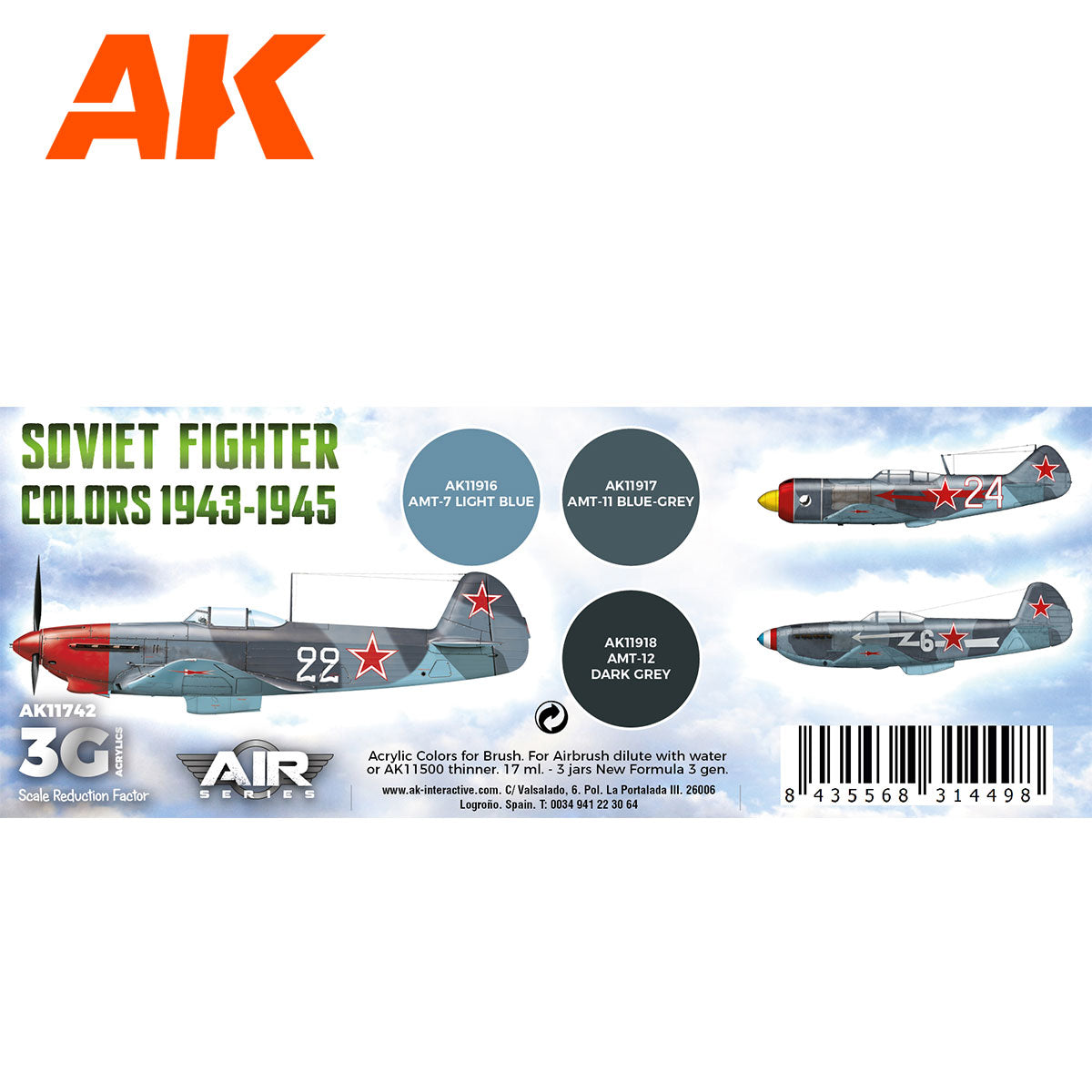 AK Interactive - Soviet Fighter Colors 1943-1945 Set 3G
