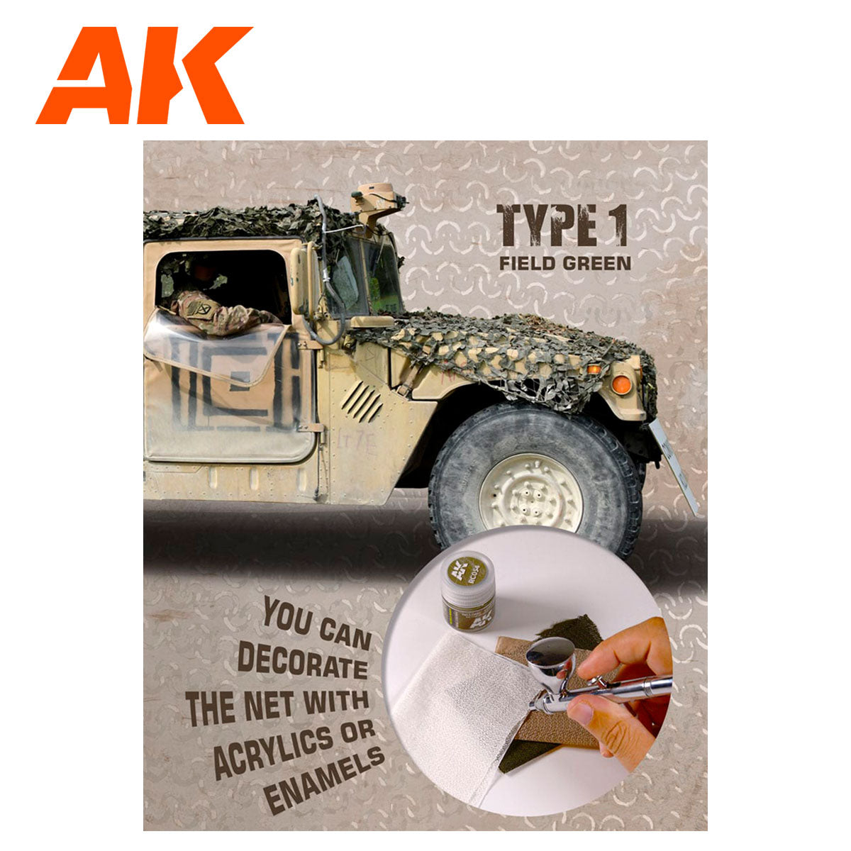 AK Interactive Regular Mimetic Net Type 1 (Field Green) AK8066