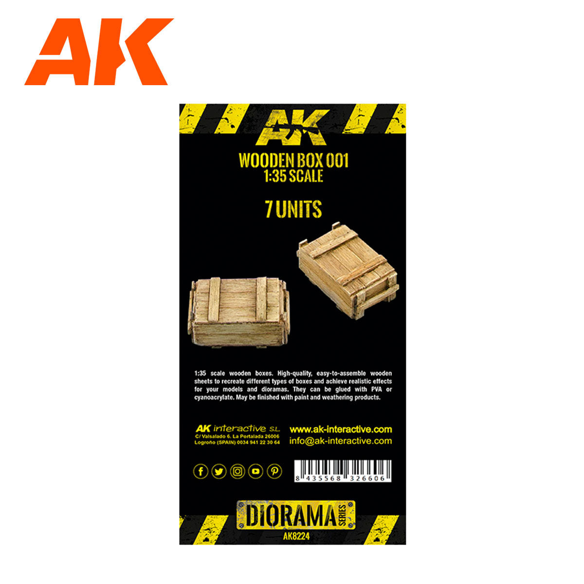 AK Interactive Laser Cut Wooden Box 001 1:35. (7 Units) AK8224