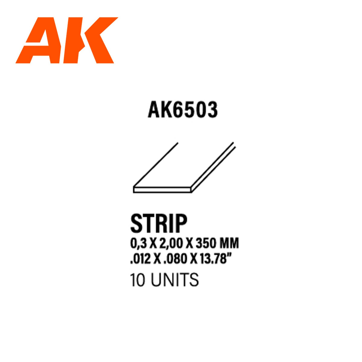 AK Interactive - Strips 0.30 x 2.00 x 350mm - Styrene Strip