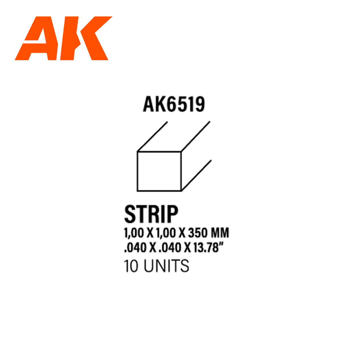 AK Interactive - Strips 1.00 x 1.00 x 350mm - Styrene Strip