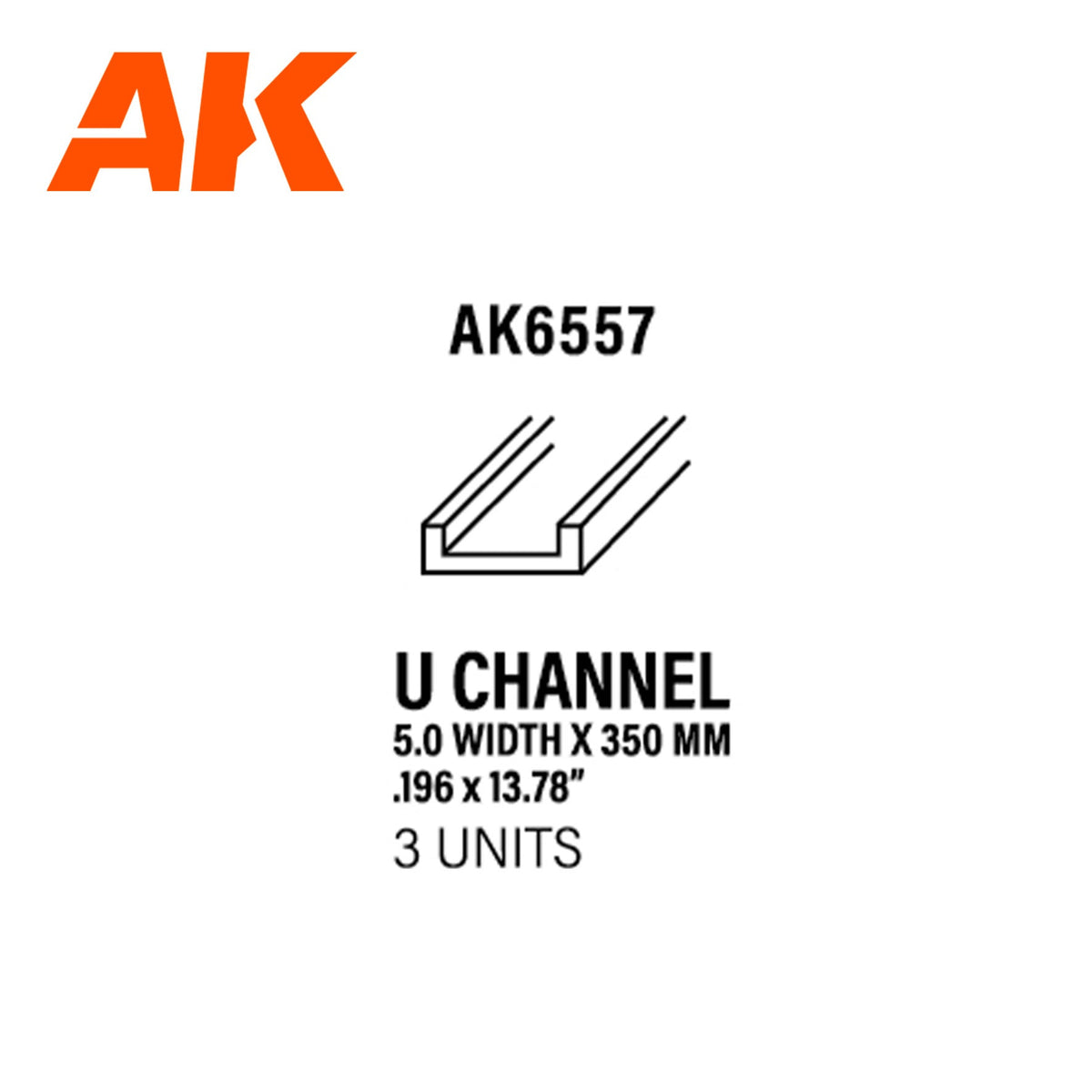 AK Interactive - U Channel 5mm Width x 350mm - Styrene Strip