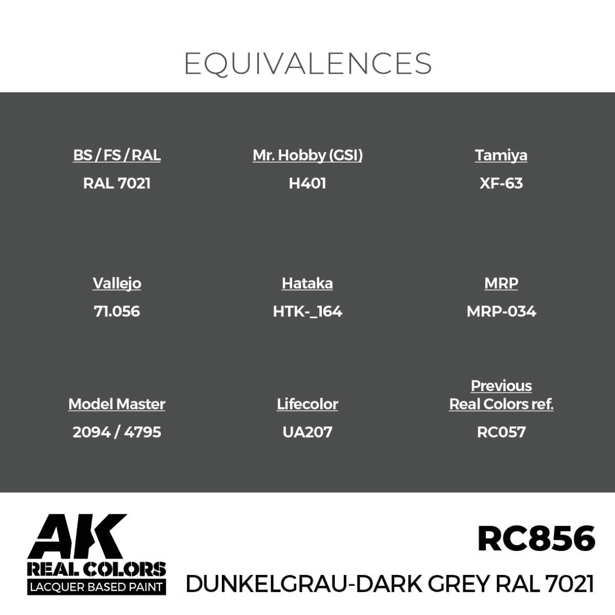 AK Interactive Real Colors - Dunkelgrau-Dark Grey RAL 7021