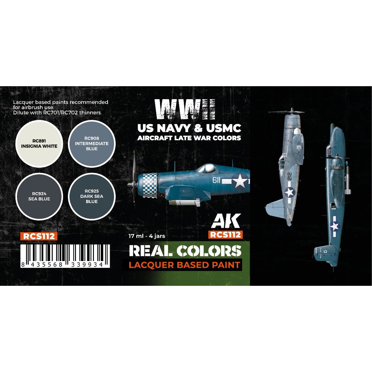 AK Interactive Real Colors - WWII US Navy & USMC Aircraft Late War Set (RCS112)