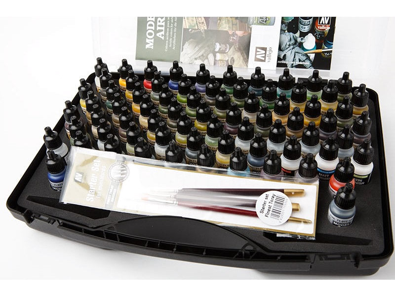 Vallejo Model Air Basic Range Box Set (72 colours + 3 brushes + carry case)