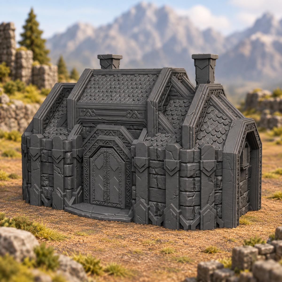 Dwarven Great Hall 28mm DND Terrain | Tabletop Wargaming Scenery for Frostgrave & RPG | 3D Printed
