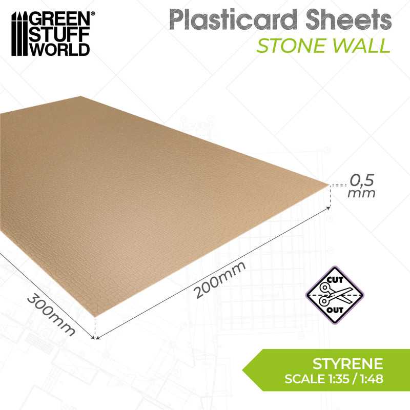 Textured Styrene Plasticard Sheet - Stone Wall | Green Stuff World