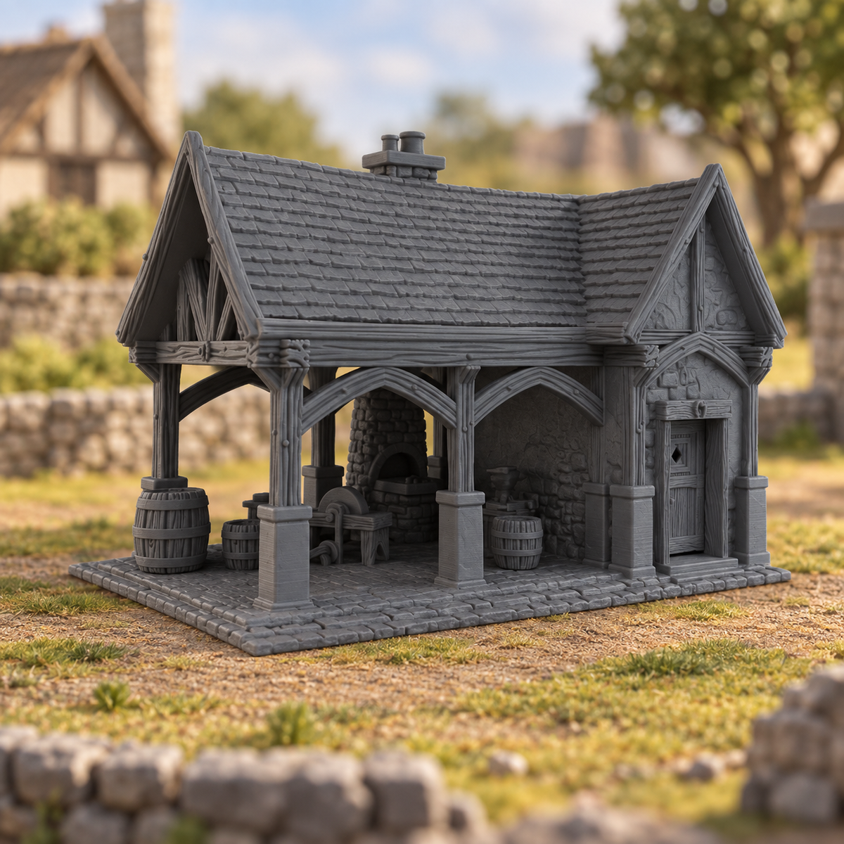 Medieval Forge 28mm DND Terrain | Tabletop Wargaming Scenery for Frostgrave & RPG | Unpainted 3D Printed