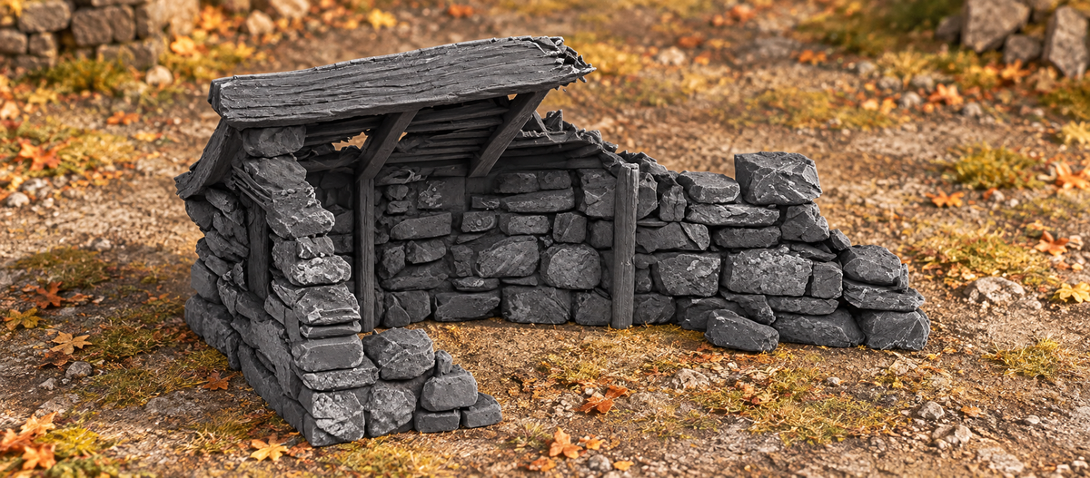 Ruined Medieval House 28mm DND Terrain Set A | Wargaming Scenery for Frostgrave & RPG | Unpainted 3D Printed
