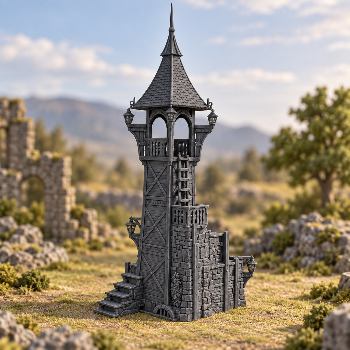 Weatherstorm Tower 28mm DND Terrain | Tabletop Wargaming Scenery for Frostgrave & RPG | Unpainted 3D Printed