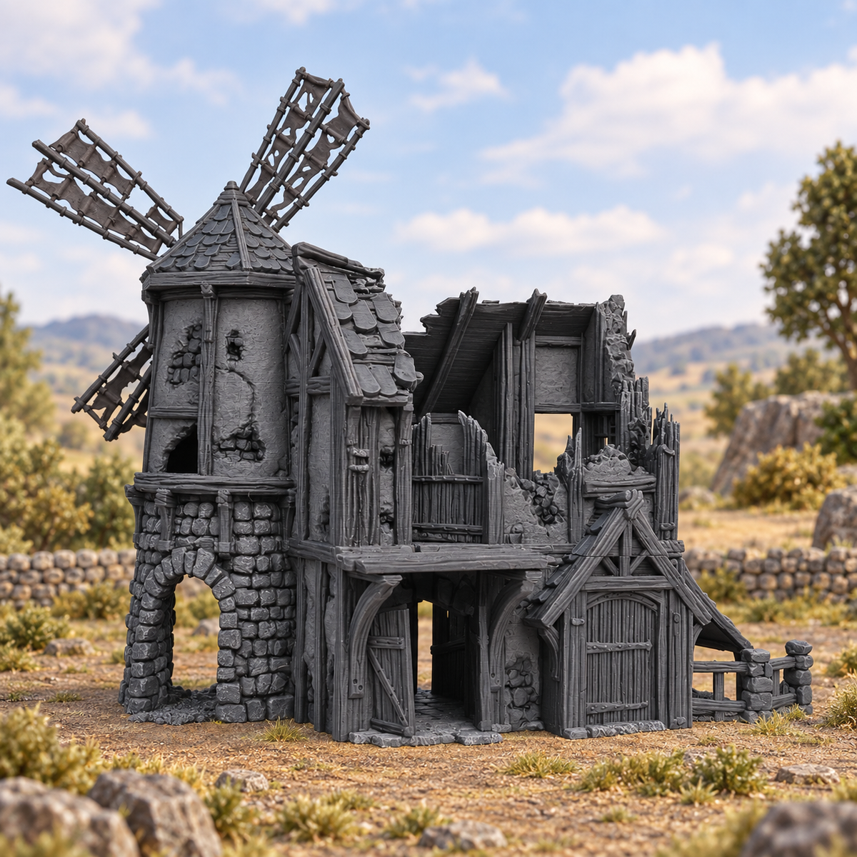 Windmill Granary 28mm DND Terrain | Tabletop Wargaming Scenery for Frostgrave & RPG | 3D Printed