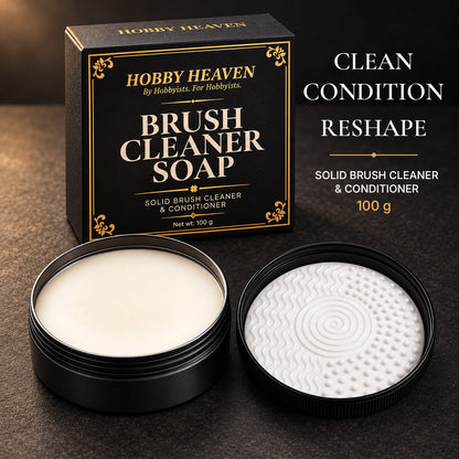 Hobby Heaven Brush Cleaner Soap 100g — Solid Brush Cleaner & Conditioner with Silicone Pad Lid