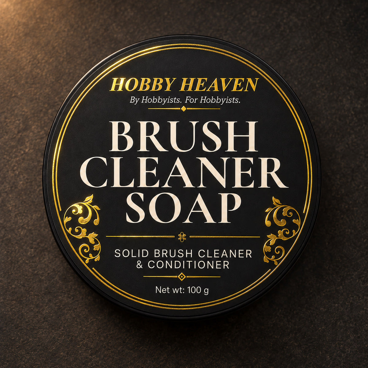Hobby Heaven Brush Cleaner Soap 100g — Solid Brush Cleaner & Conditioner with Silicone Pad Lid