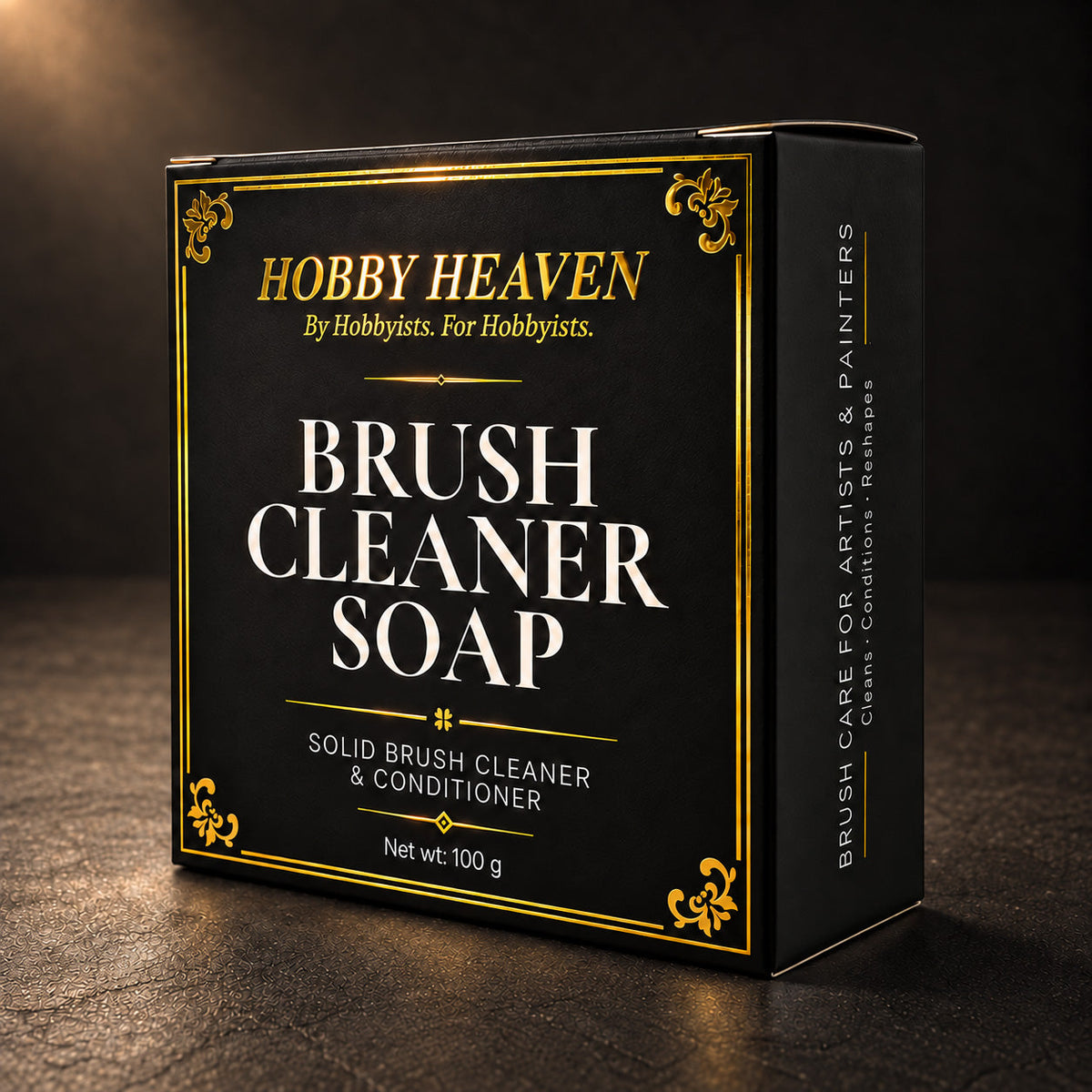 Hobby Heaven Brush Cleaner Soap 100g — Solid Brush Cleaner & Conditioner with Silicone Pad Lid