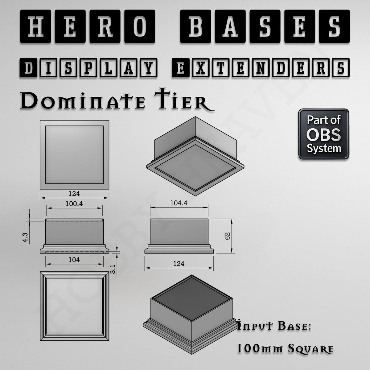Hero Bases Display Extenders | Squares and Rectangles | Convert Gaming Bases to Display Bases & Plinths