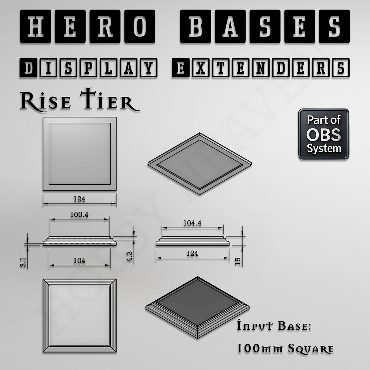 Hero Bases Display Extenders | Squares and Rectangles | Convert Gaming Bases to Display Bases & Plinths