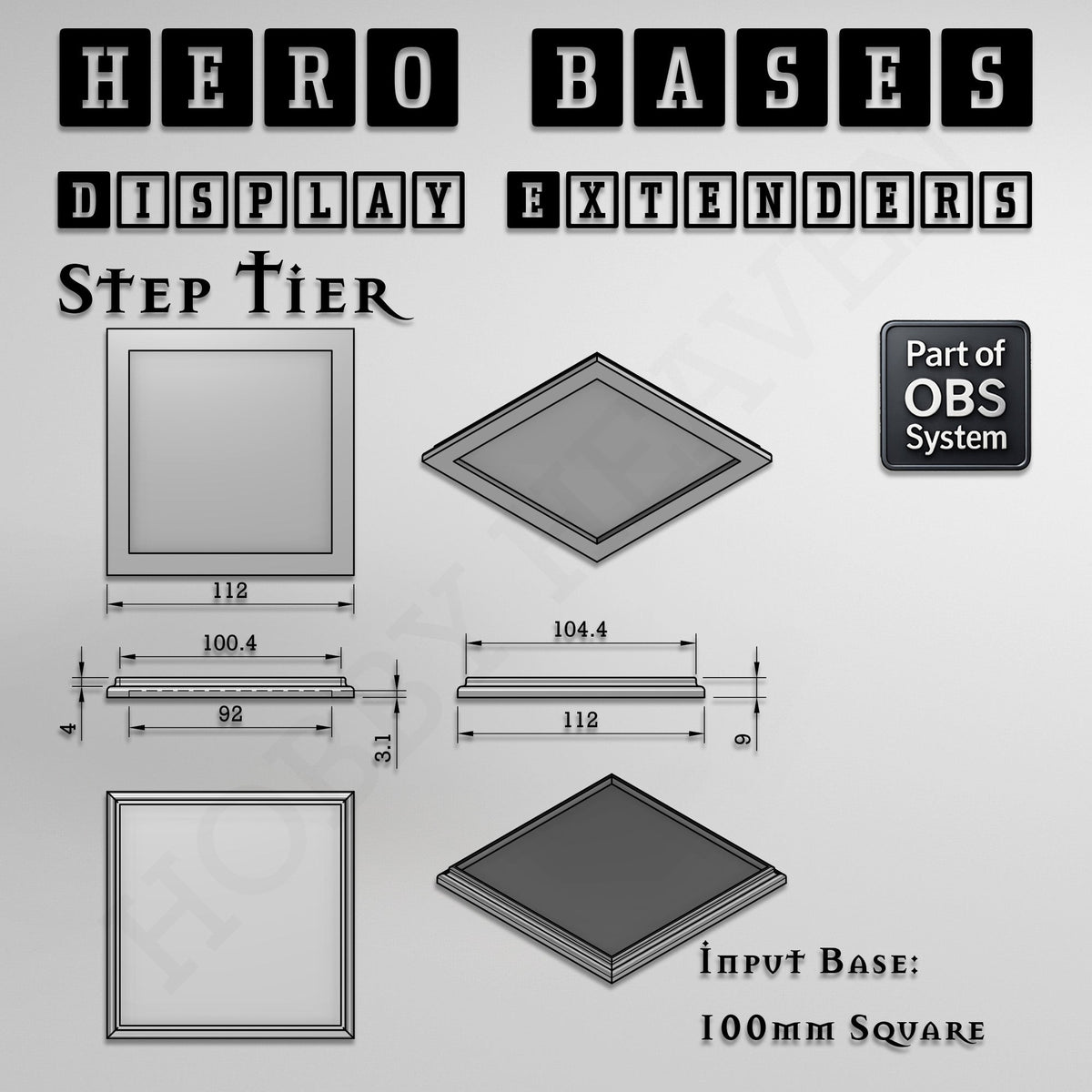 Hero Bases Display Extenders | Squares and Rectangles | Convert Gaming Bases to Display Bases & Plinths