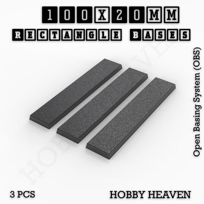 Rectangle Bases Medium Sizes - 75x30mm to 125x40mm and up to 100x90mm Wide - 3D Print Tabletop Games
