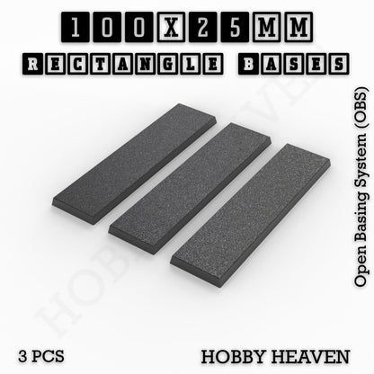 Rectangle Bases Medium Sizes - 75x30mm to 125x40mm and up to 100x90mm Wide - 3D Print Tabletop Games