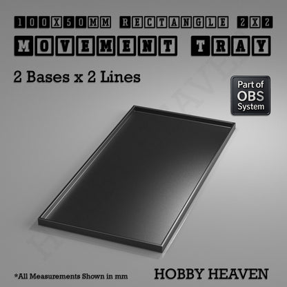 Rectangle Movement Trays | Cavalry & Monsters | 50×25-100×60mm | OBS System