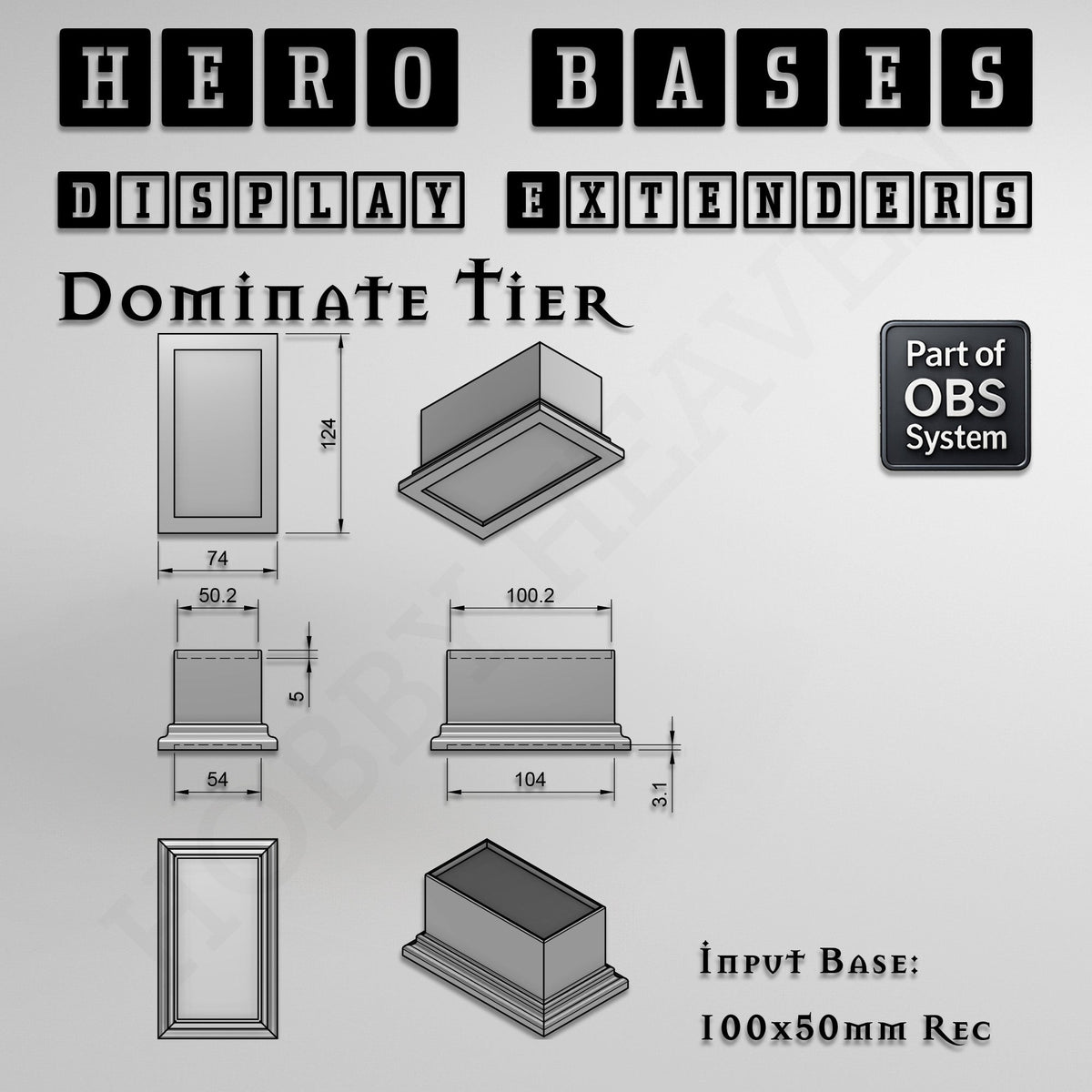 Hero Bases Display Extenders | Squares and Rectangles | Convert Gaming Bases to Display Bases & Plinths