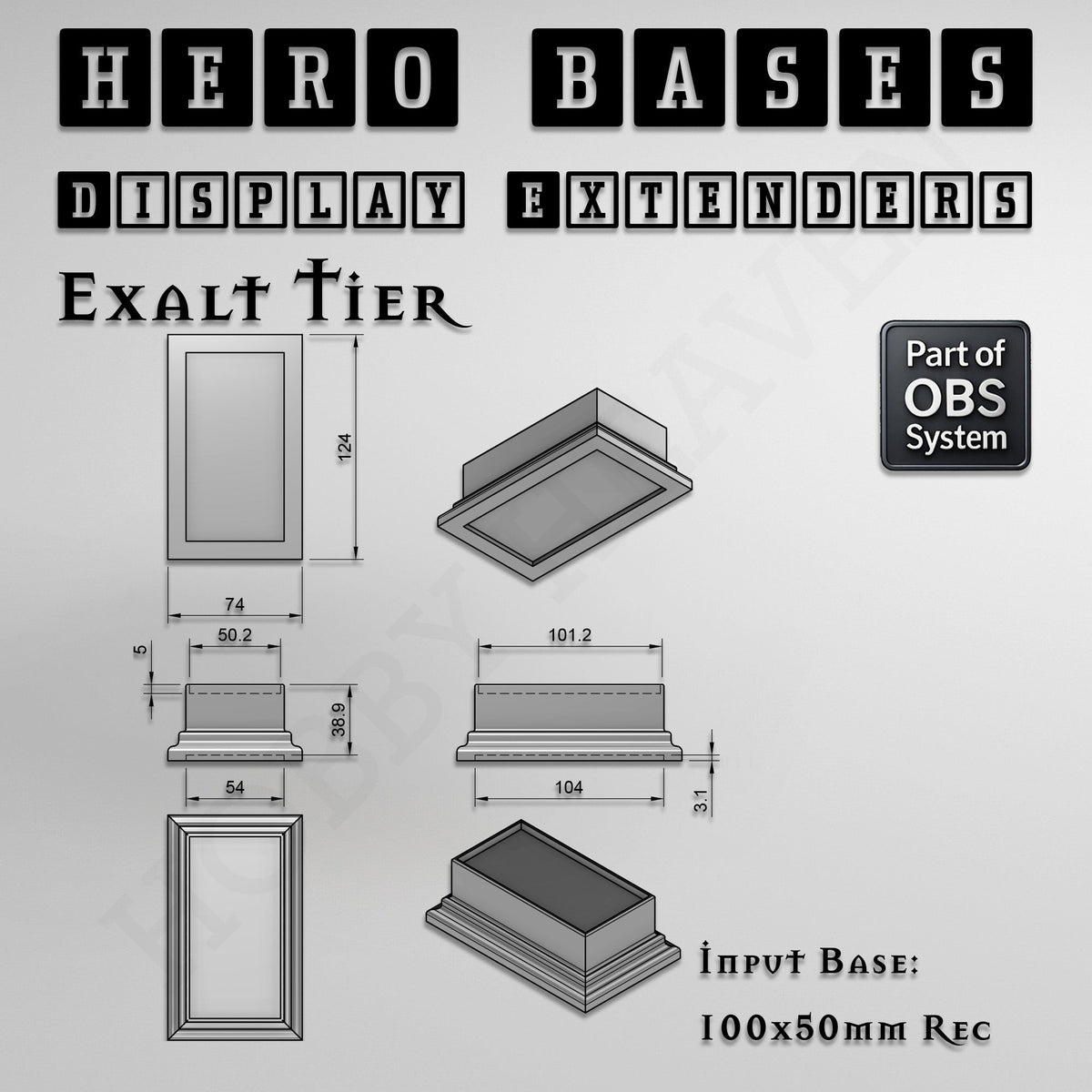 Hero Bases Display Extenders | Squares and Rectangles | Convert Gaming Bases to Display Bases & Plinths