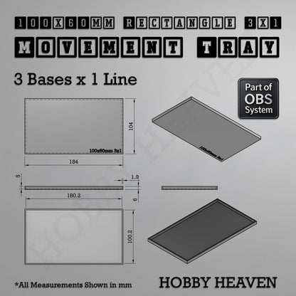 Rectangle Movement Trays | Cavalry & Monsters | 50×25-100×60mm | OBS System
