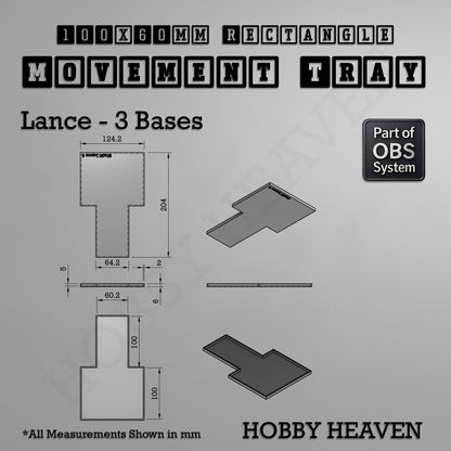 Rectangle Movement Trays | Cavalry & Monsters | 50×25-100×60mm | OBS System