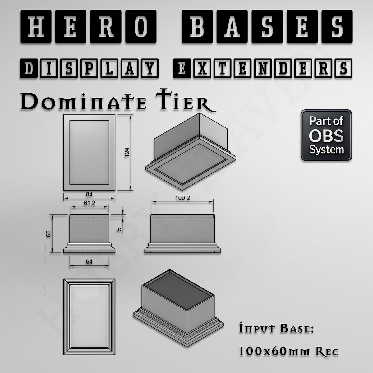 Hero Bases Display Extenders | Squares and Rectangles | Convert Gaming Bases to Display Bases & Plinths