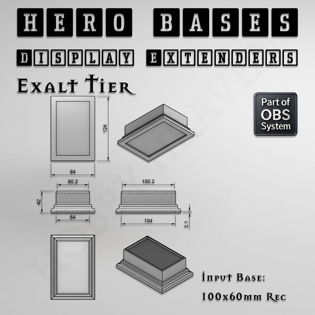 Hero Bases Display Extenders | Squares and Rectangles | Convert Gaming Bases to Display Bases & Plinths