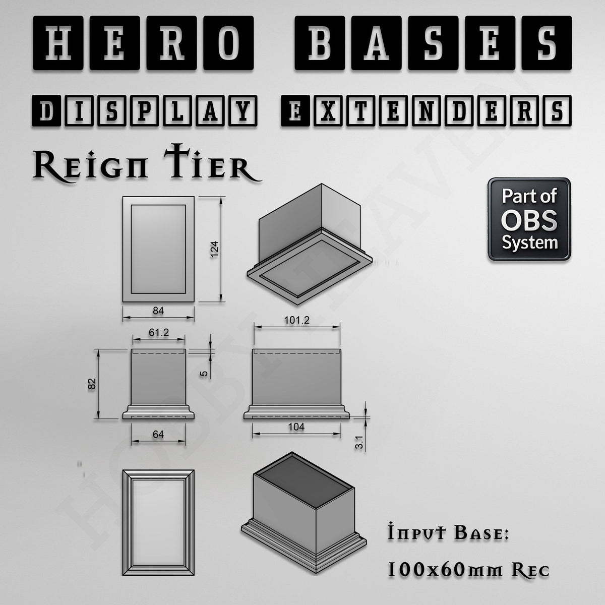 Hero Bases Display Extenders | Squares and Rectangles | Convert Gaming Bases to Display Bases & Plinths