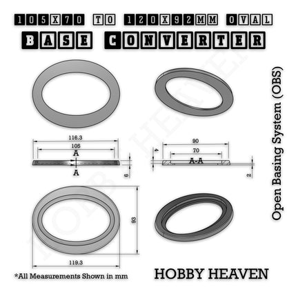 Oval to Oval Bases Size Converters 3D Print Full Range