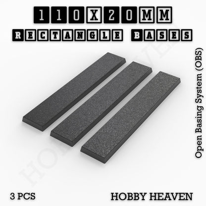 Rectangle Bases Medium Sizes - 75x30mm to 125x40mm and up to 100x90mm Wide - 3D Print Tabletop Games