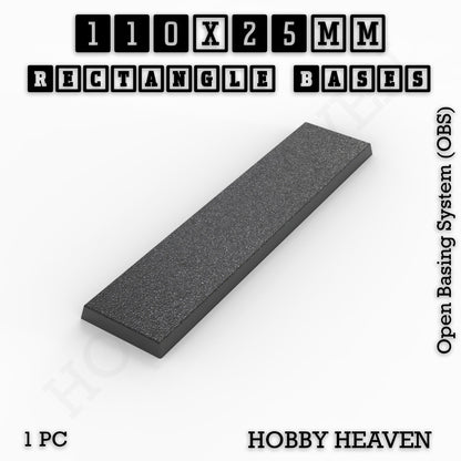 Rectangle Bases Medium Sizes - 75x30mm to 125x40mm and up to 100x90mm Wide - 3D Print Tabletop Games