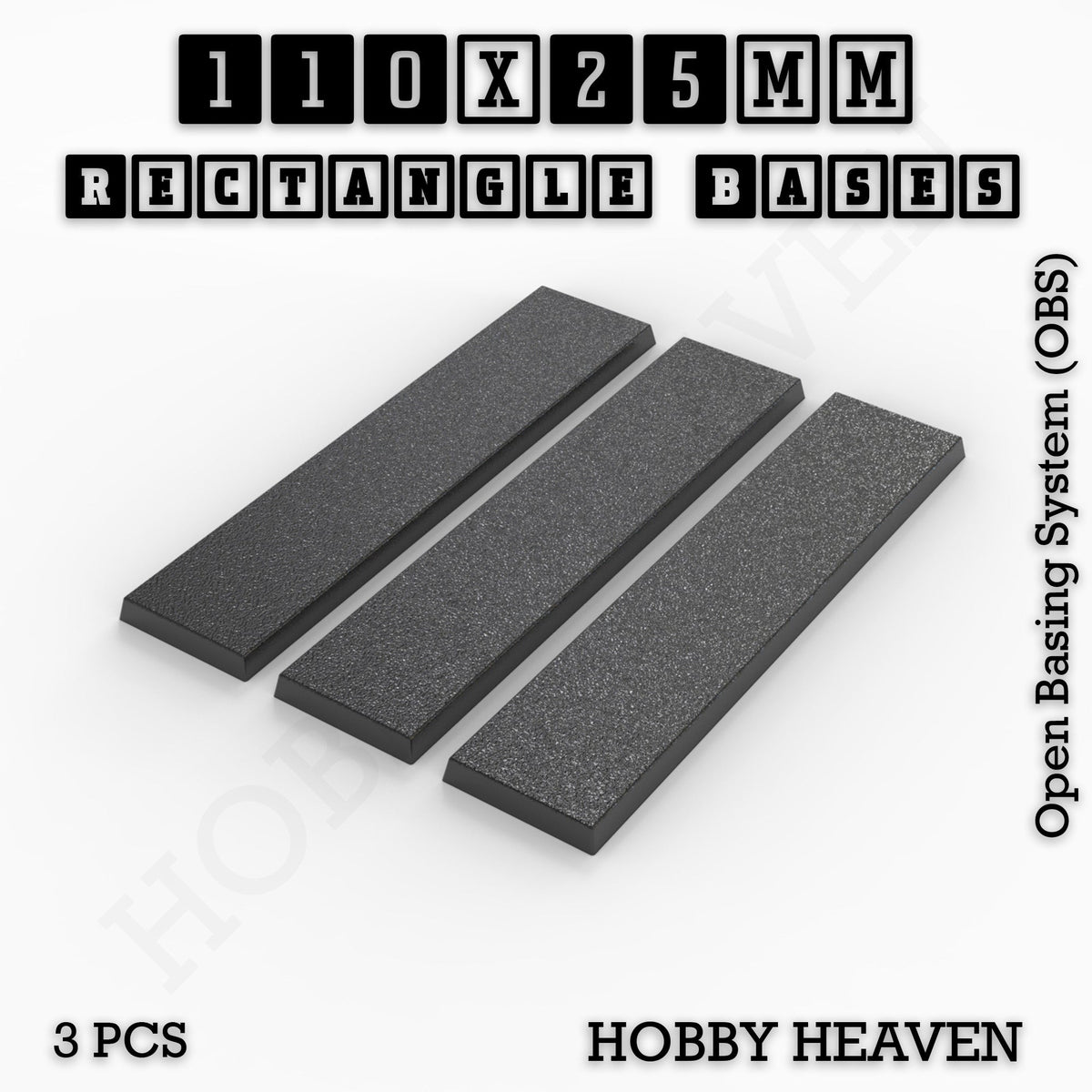 Rectangle Bases Medium Sizes - 75x30mm to 125x40mm and up to 100x90mm Wide - 3D Print Tabletop Games