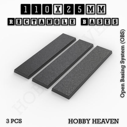 Rectangle Bases Medium Sizes - 75x30mm to 125x40mm and up to 100x90mm Wide - 3D Print Tabletop Games