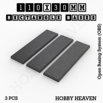 Rectangle Bases Medium Sizes - 75x30mm to 125x40mm and up to 100x90mm Wide - 3D Print Tabletop Games