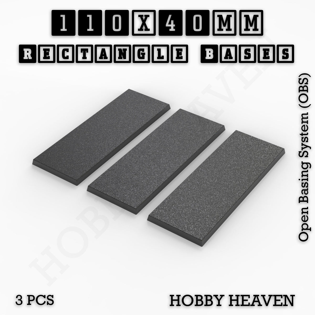Rectangle Bases Medium Sizes - 75x30mm to 125x40mm and up to 100x90mm Wide - 3D Print Tabletop Games