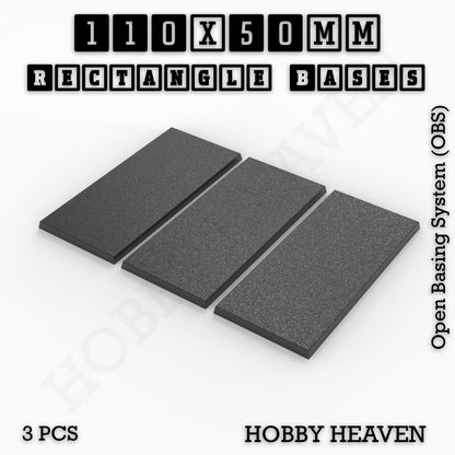 Rectangle Bases Medium Sizes - 75x30mm to 125x40mm and up to 100x90mm Wide - 3D Print Tabletop Games