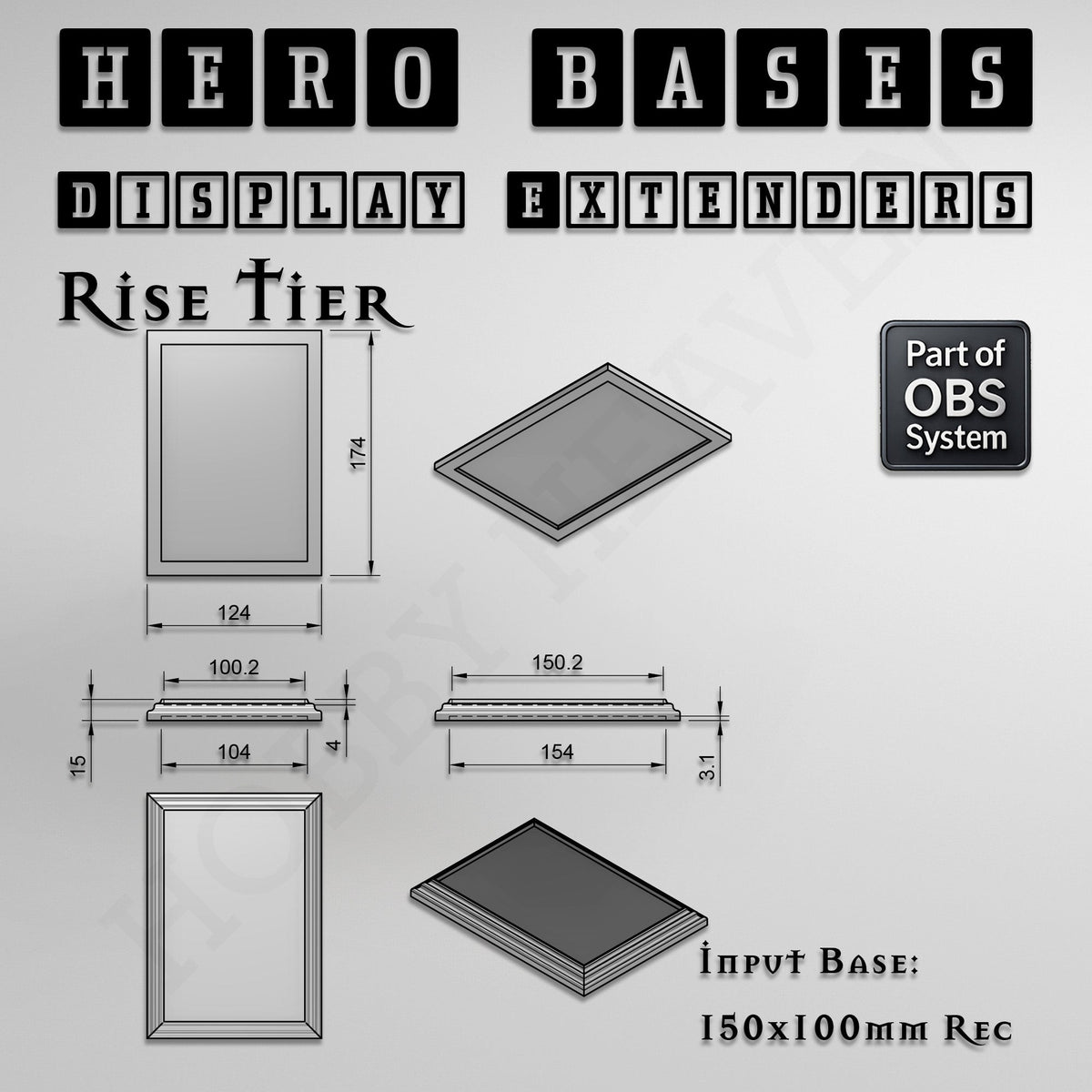 Hero Bases Display Extenders | Squares and Rectangles | Convert Gaming Bases to Display Bases & Plinths