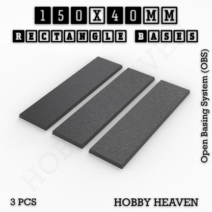 Rectangle Bases Range Sizes - 125x50mm to 200x175mm Large Sizes 3d Print Full Range Tabletop Games