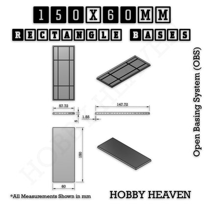 Rectangle Bases Range Sizes - 125x50mm to 200x175mm Large Sizes 3d Print Full Range Tabletop Games