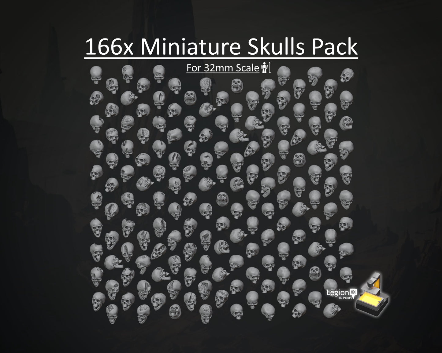 166x Skulls Pack - for Basing 32mm Miniature Scatter Scenery Wargaming Model Bits AoS 30k