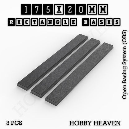 Rectangle Bases Range Sizes - 125x50mm to 200x175mm Large Sizes 3d Print Full Range Tabletop Games