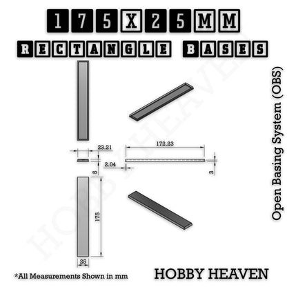 Rectangle Bases Range Sizes - 125x50mm to 200x175mm Large Sizes 3d Print Full Range Tabletop Games
