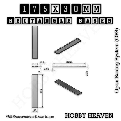 Rectangle Bases Range Sizes - 125x50mm to 200x175mm Large Sizes 3d Print Full Range Tabletop Games