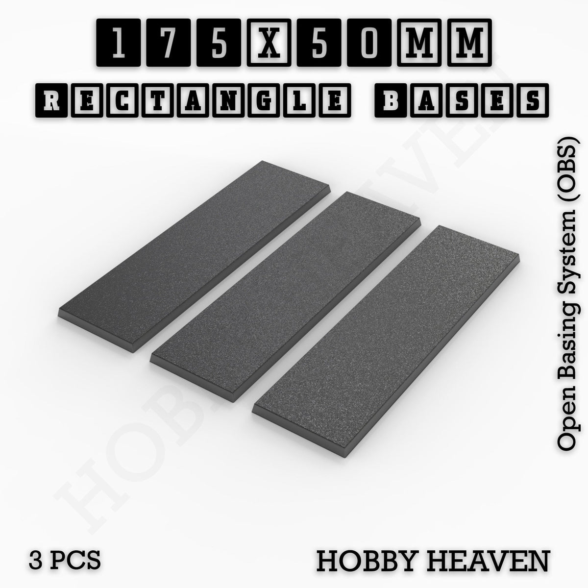 Rectangle Bases Range Sizes - 125x50mm to 200x175mm Large Sizes 3d Print Full Range Tabletop Games